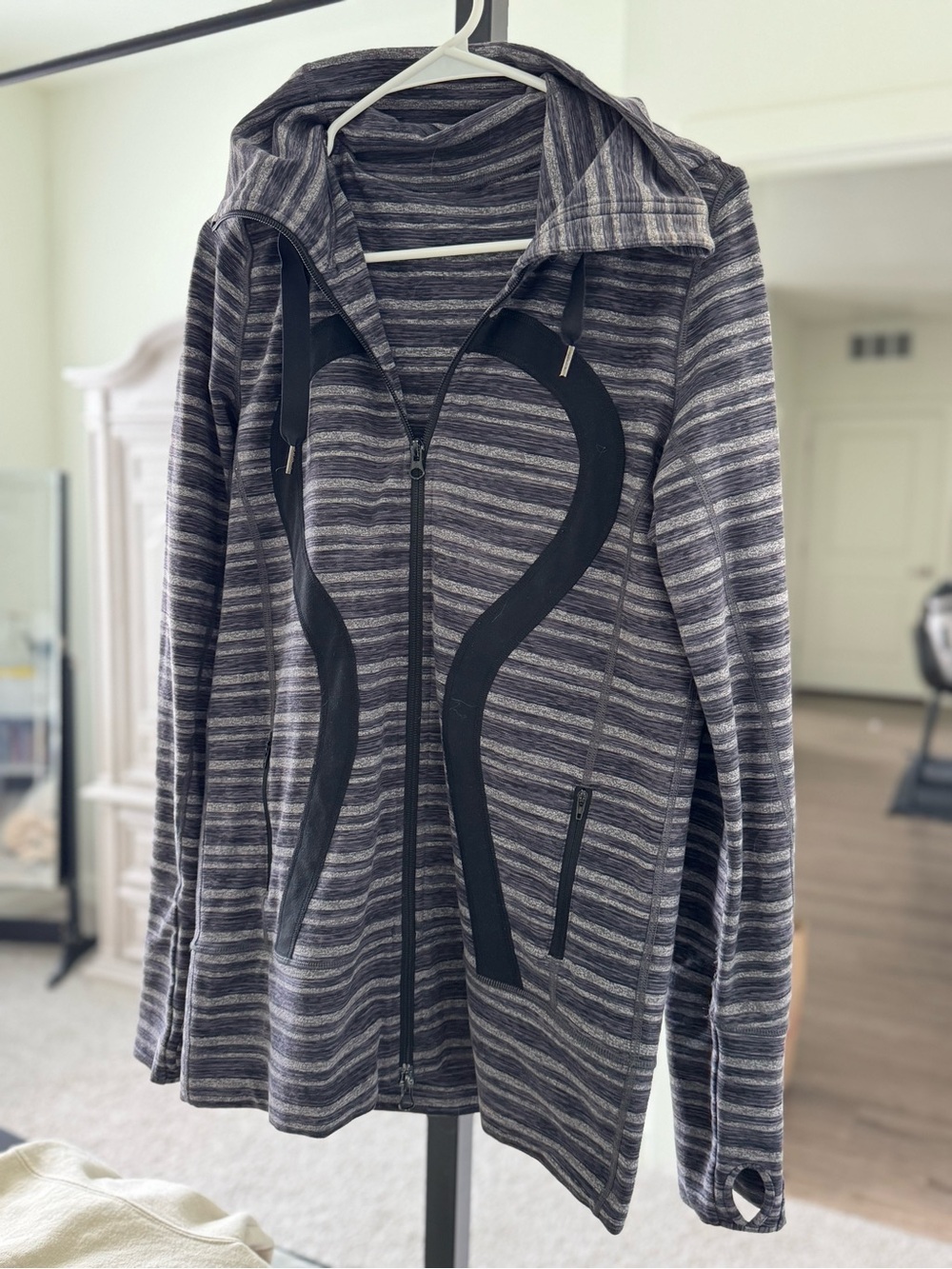Vintage lululemon athletica Gray Striped Full-Zip Hoodie